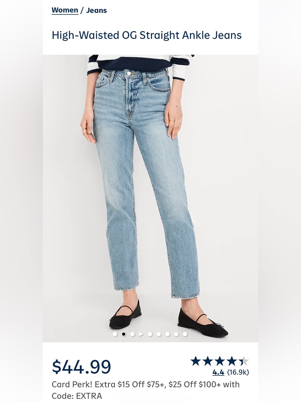 Old Navy Women's OG Straight-Leg Jeans — Faded Blue